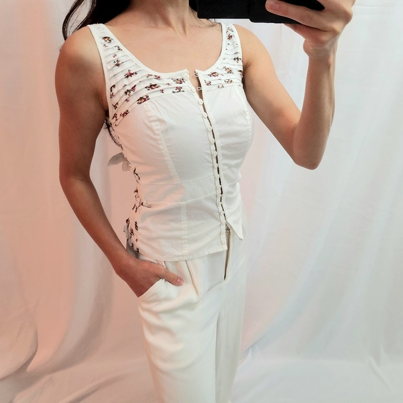 Anthropologie Tops - Anthropologie White Floral Blouse